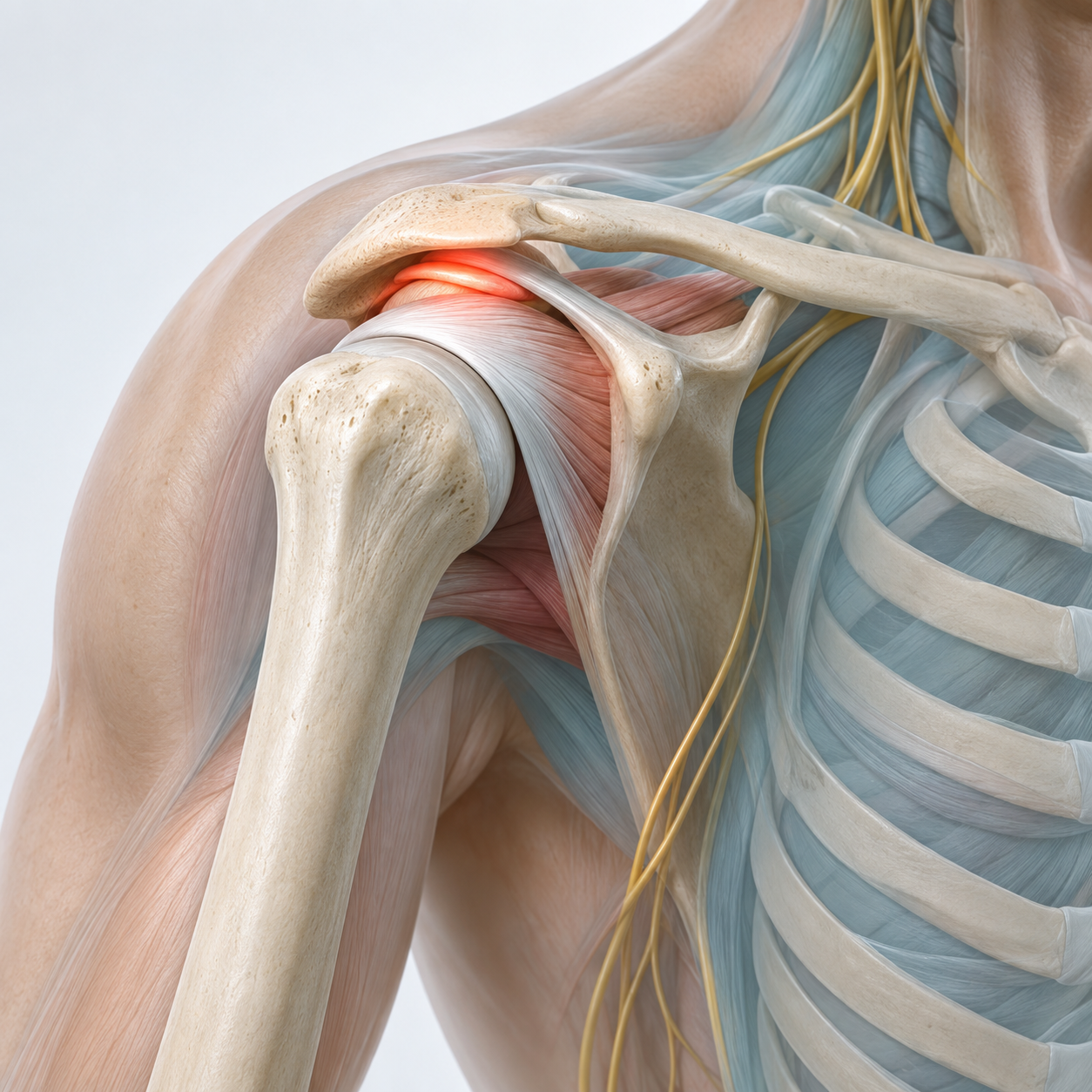 3D illustration: Space between the acromion and the humeral head.