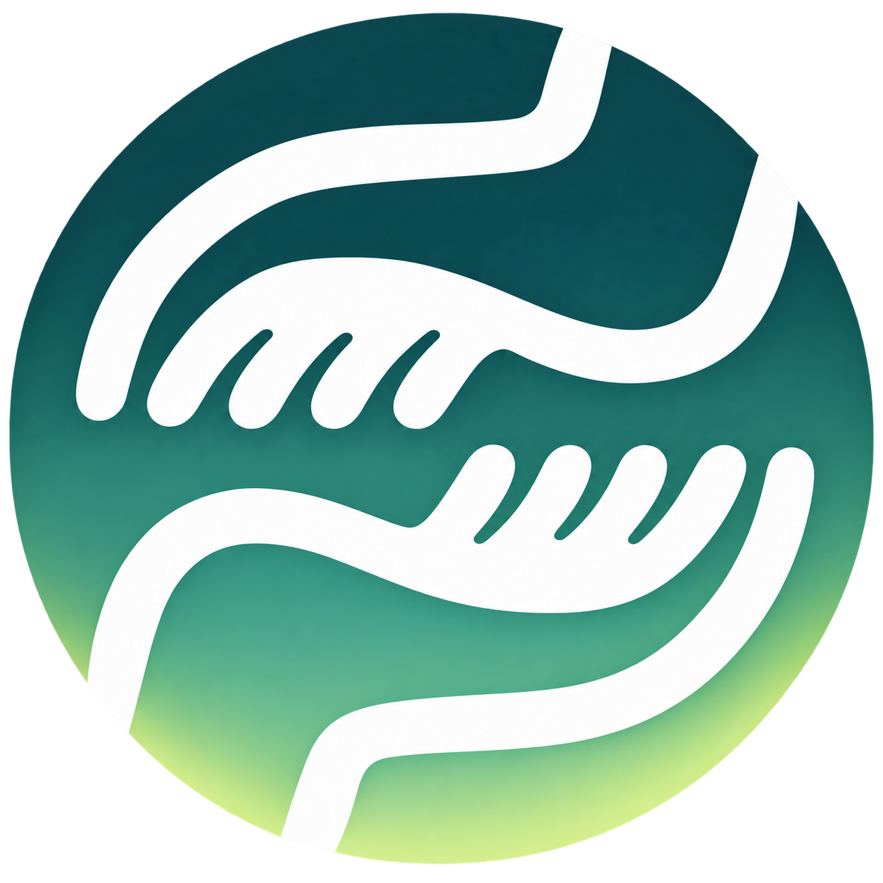 Practice logo with two hands in teal and green